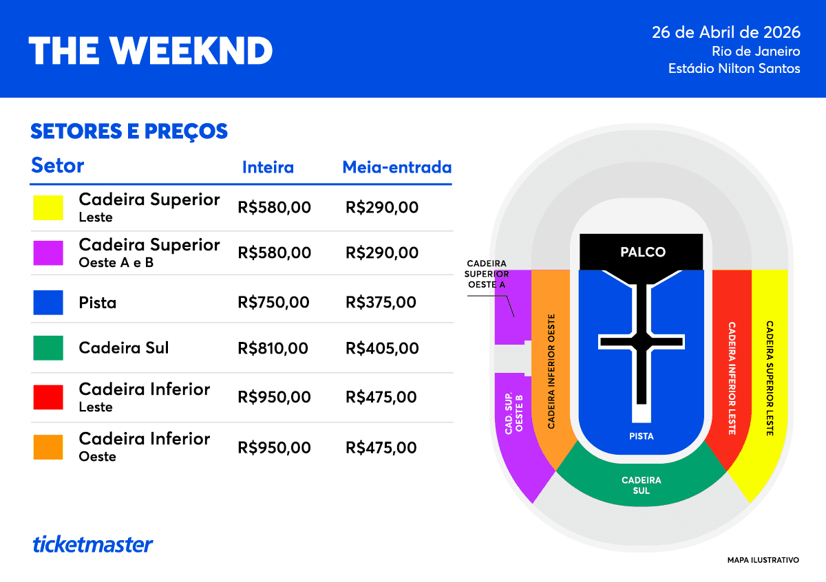 mapa e valores the weeknd rio de janeiro
